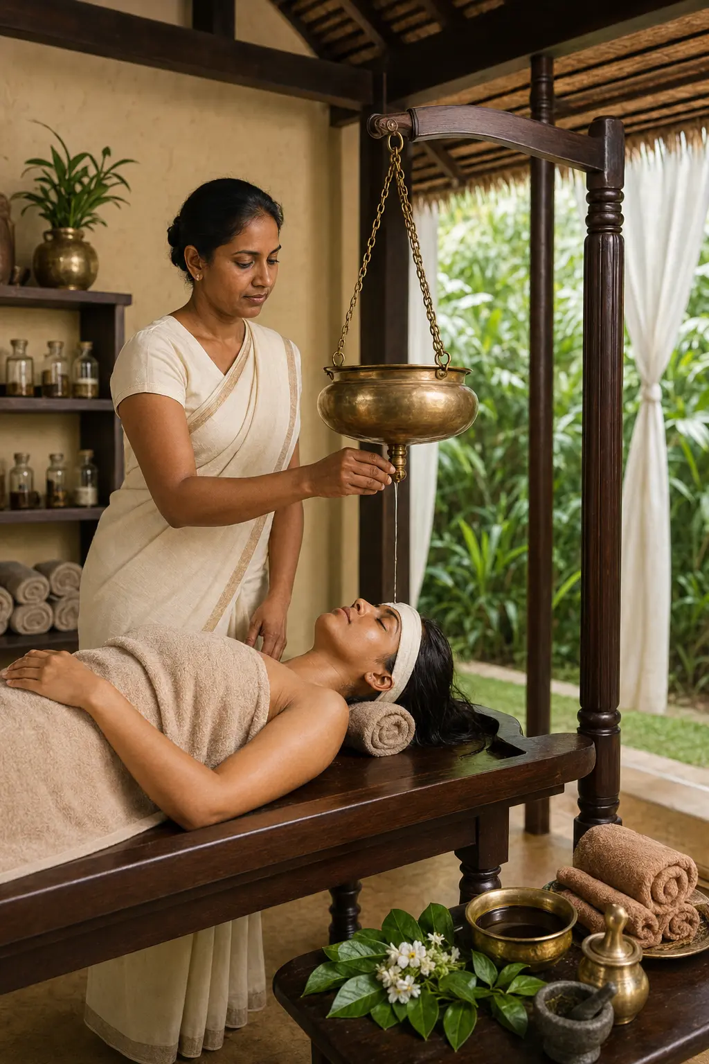 Traditional Ayurvedic oils, herbs and natural treatment preparations