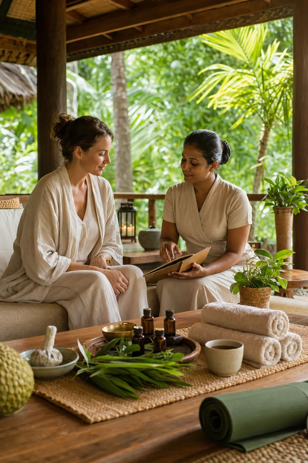 A peaceful wellness stay with herbal tea and natural spa preparations
