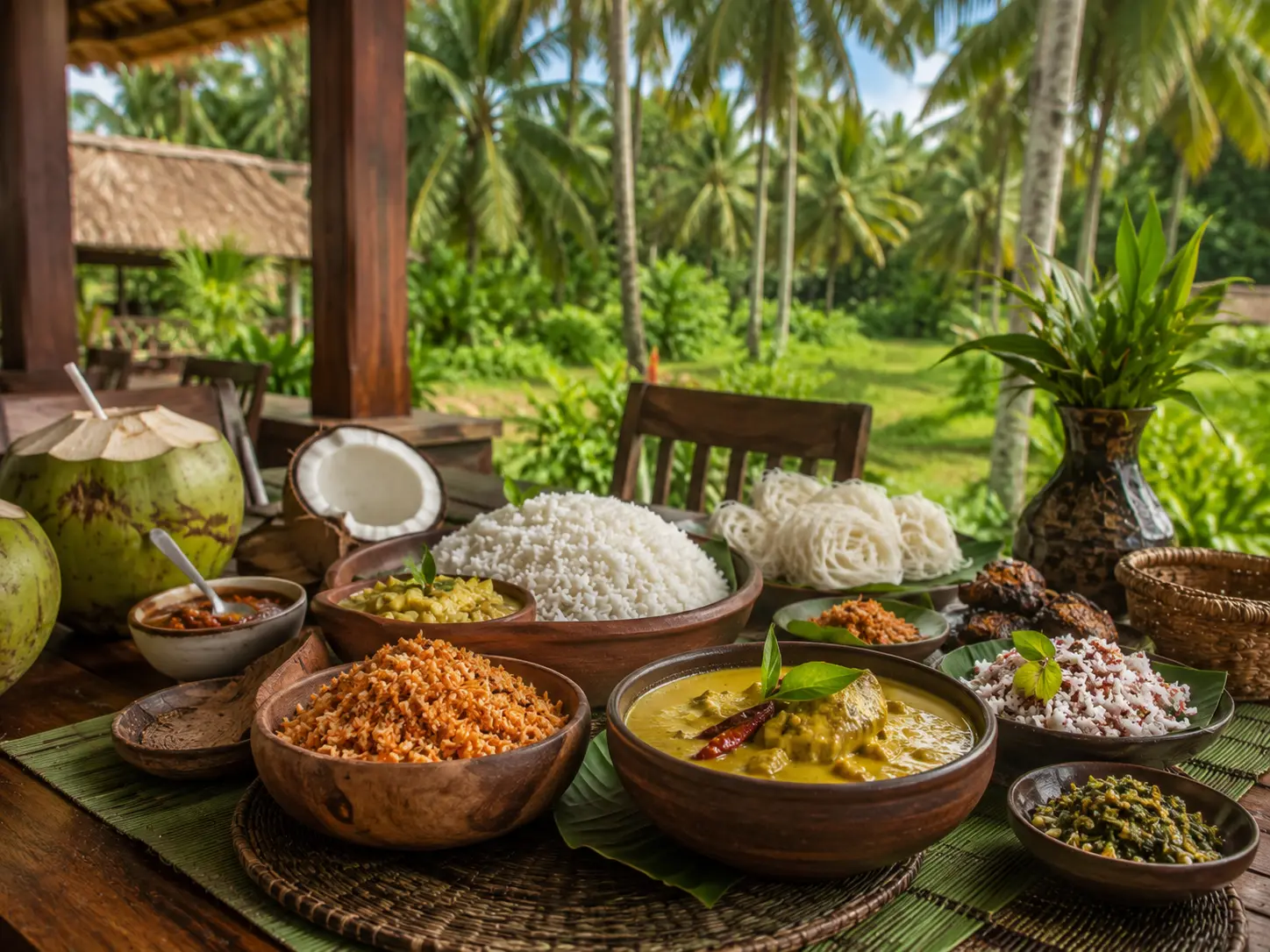 Fresh coconut-based cuisine prepared with local ingredients