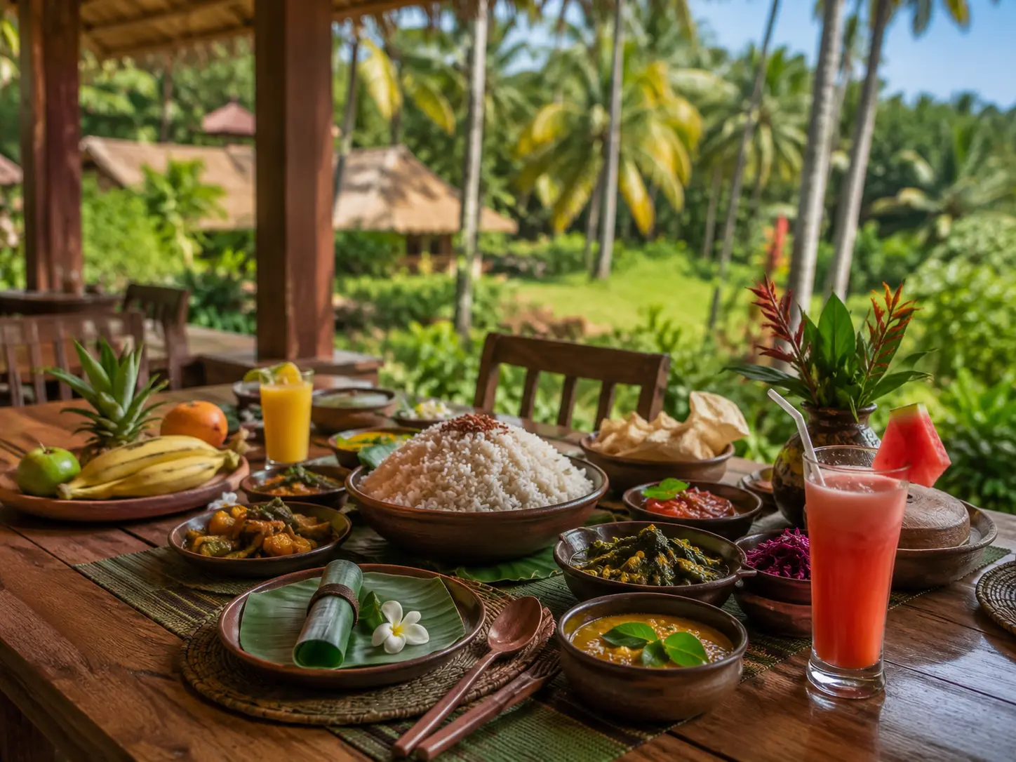 Traditional Sri Lankan local dining at Palm Grove Hideaway