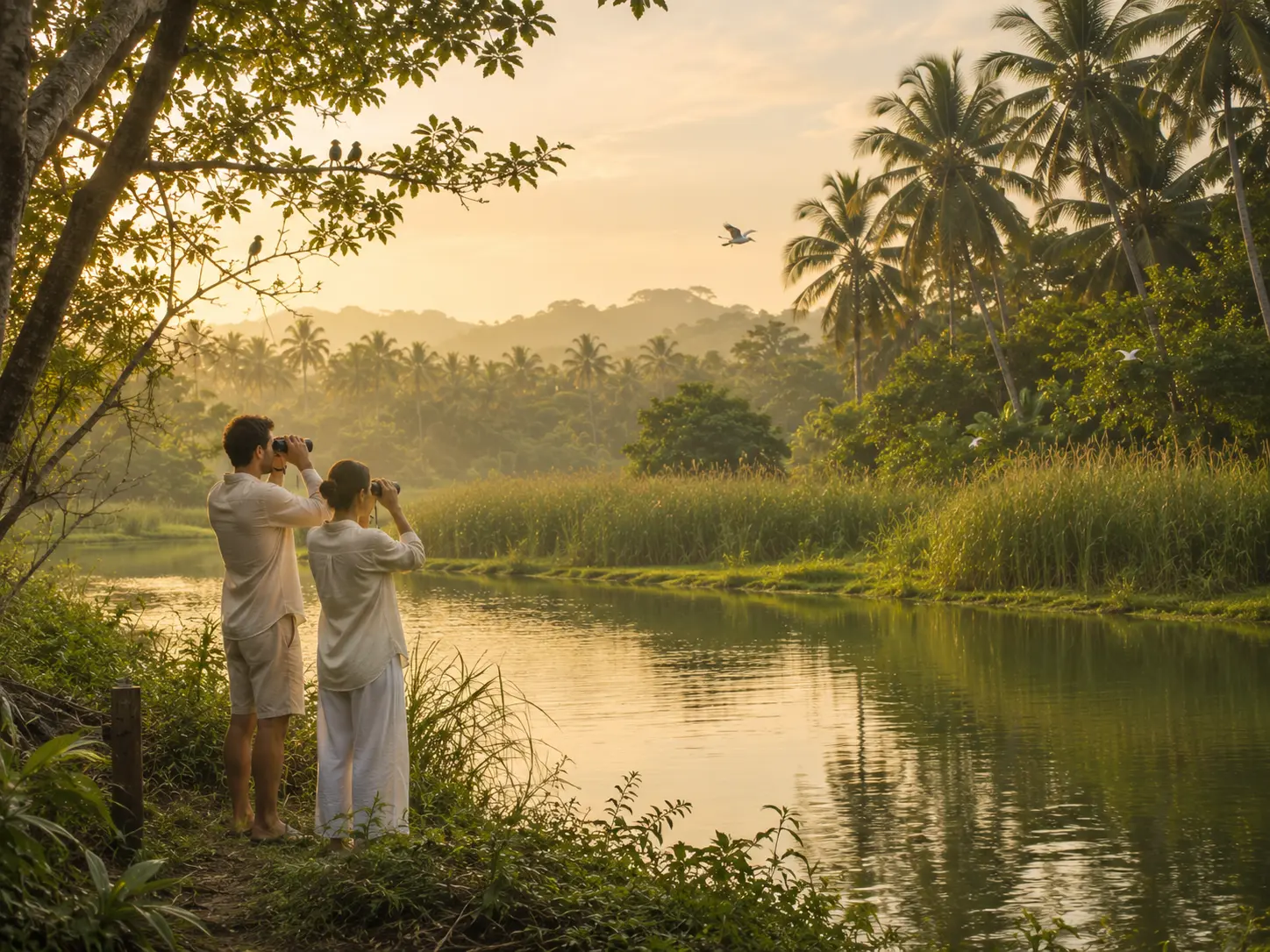 Birdlife among the palms and waterways at Palm Grove