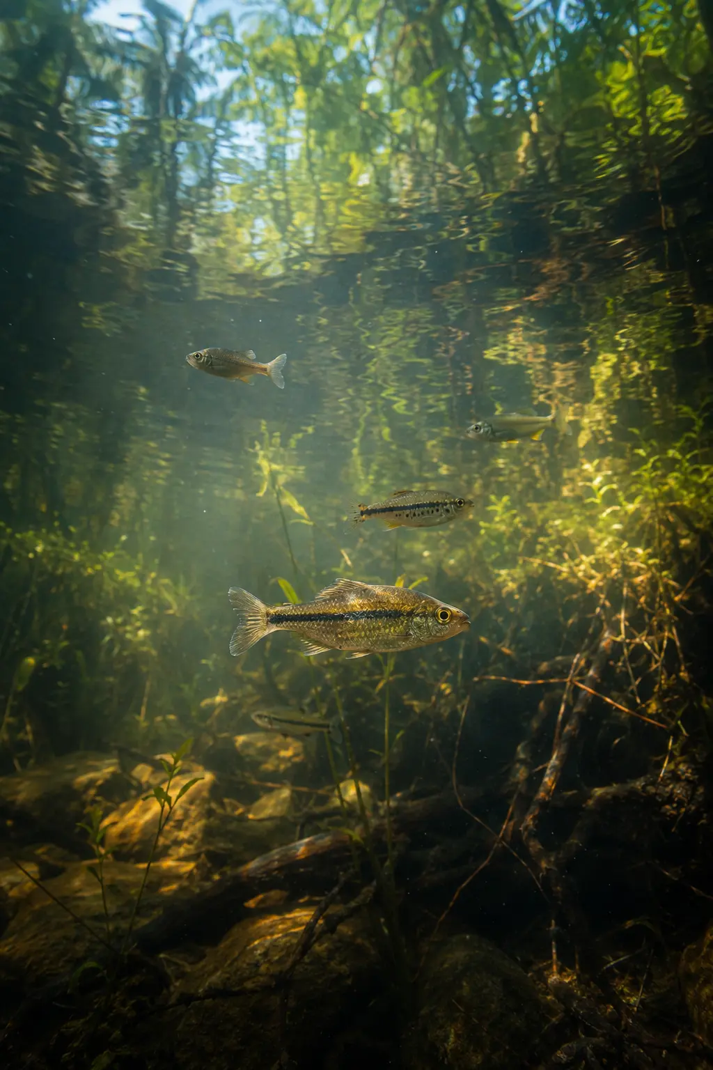 Fish and aquatic life in the waters of Palm Grove