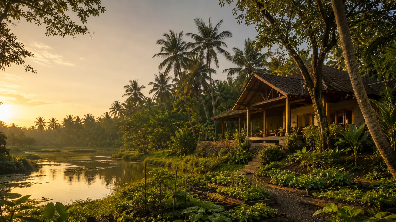 Sustainable landscape at Palm Grove Hideaway